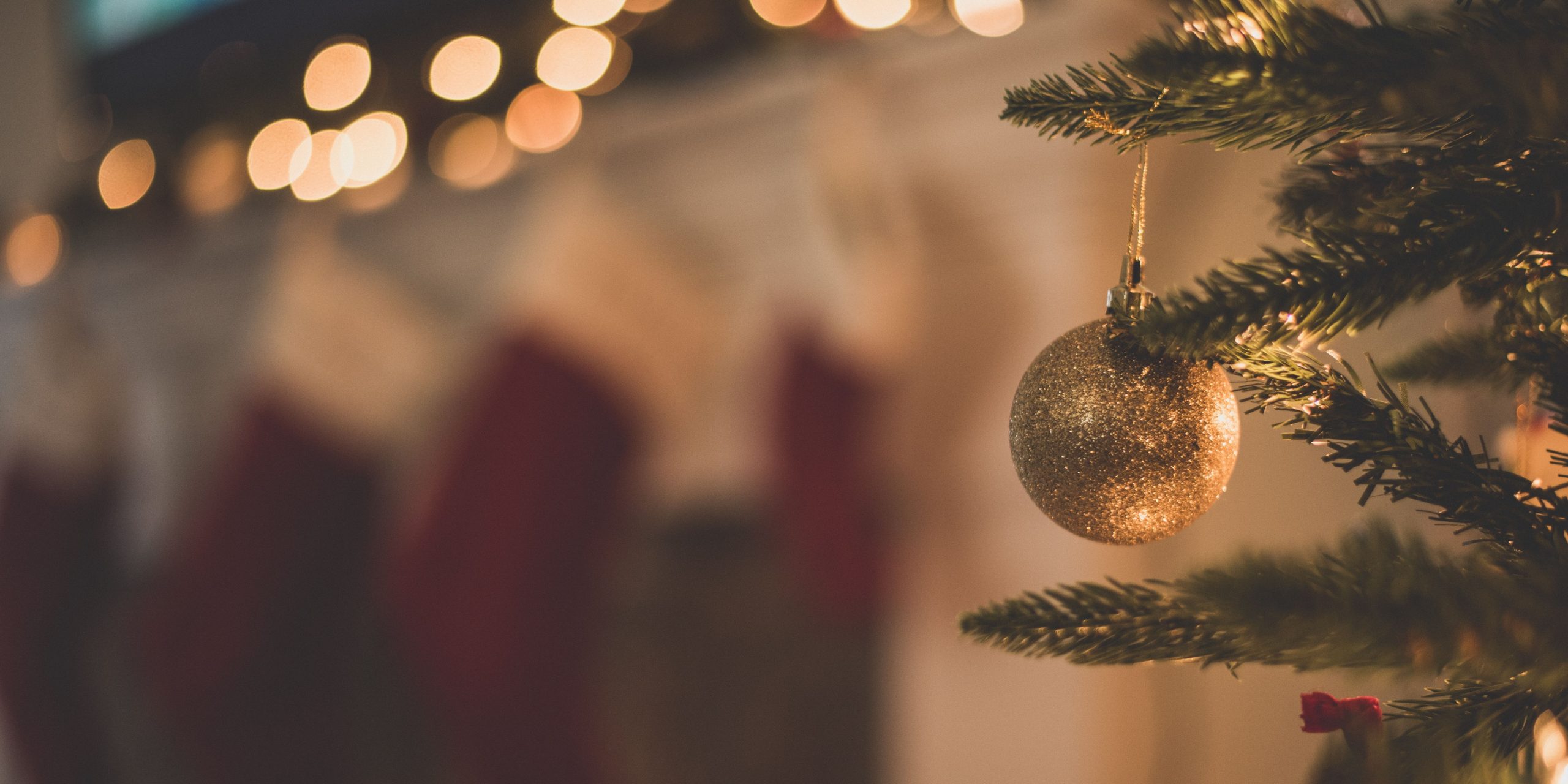 Christmas tree with gold bauble