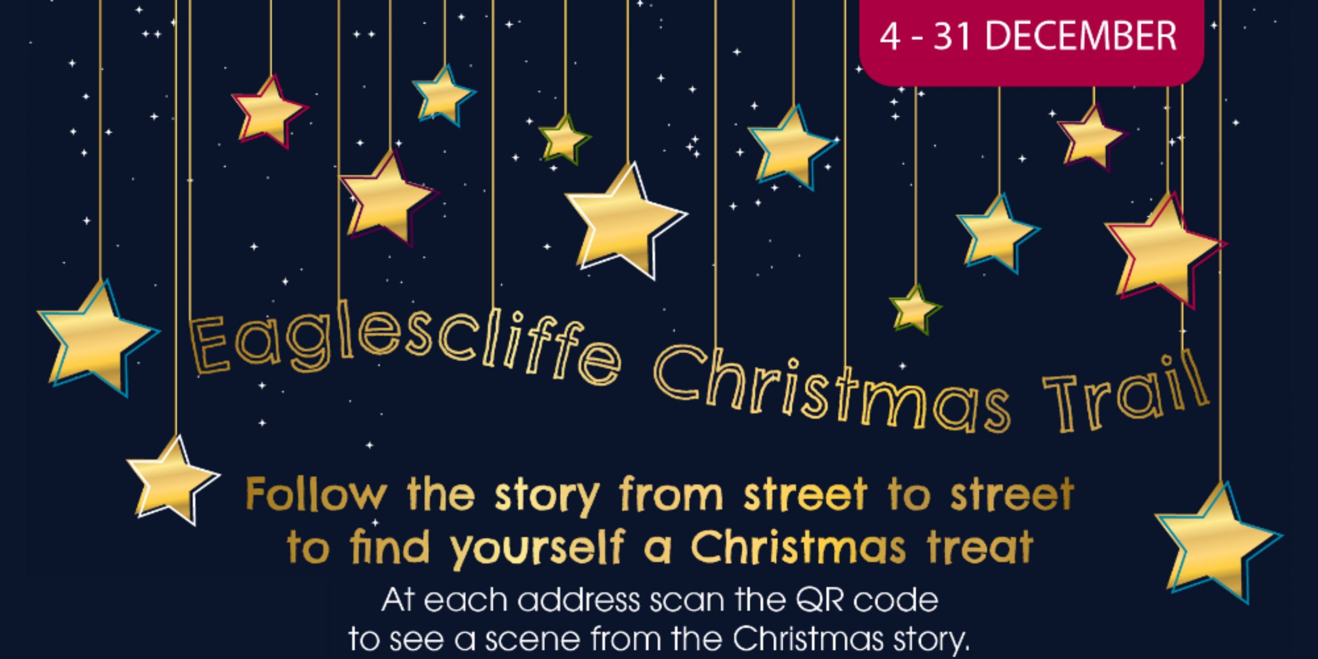 text graphic with stars - Eaglescliffe Christmas trail