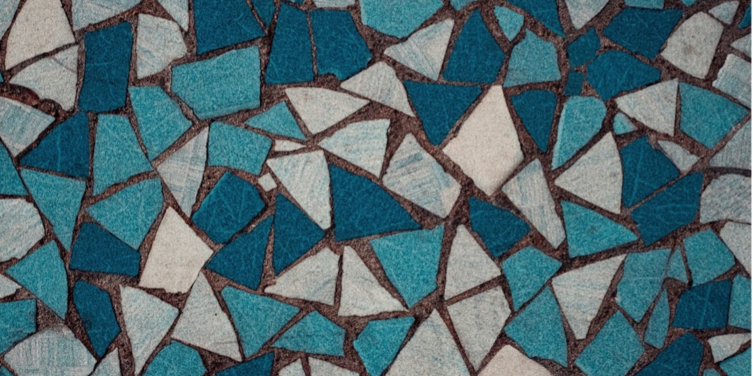 Mosaic flooring in different shades of blue