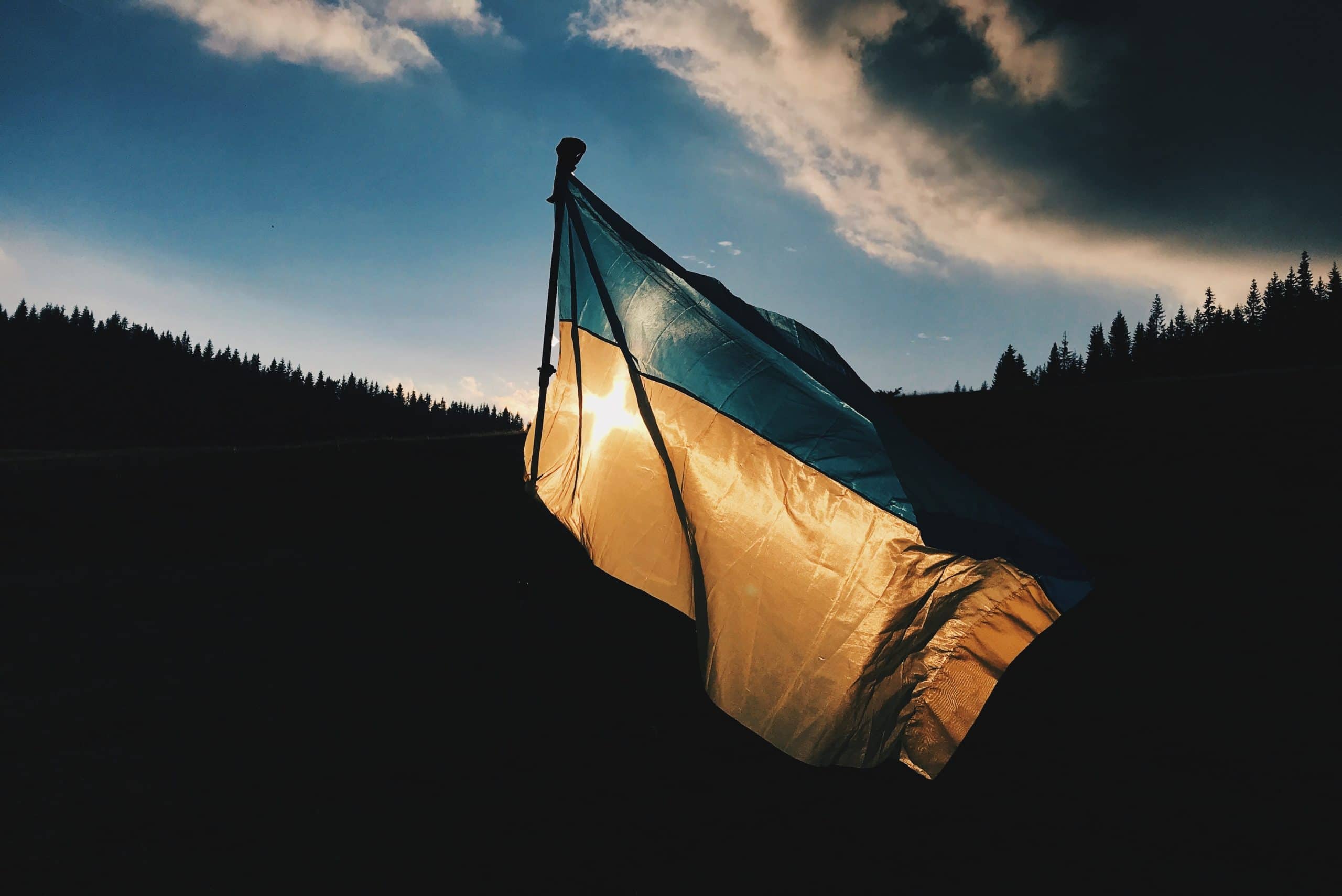 Ukraine flag flying in the wind