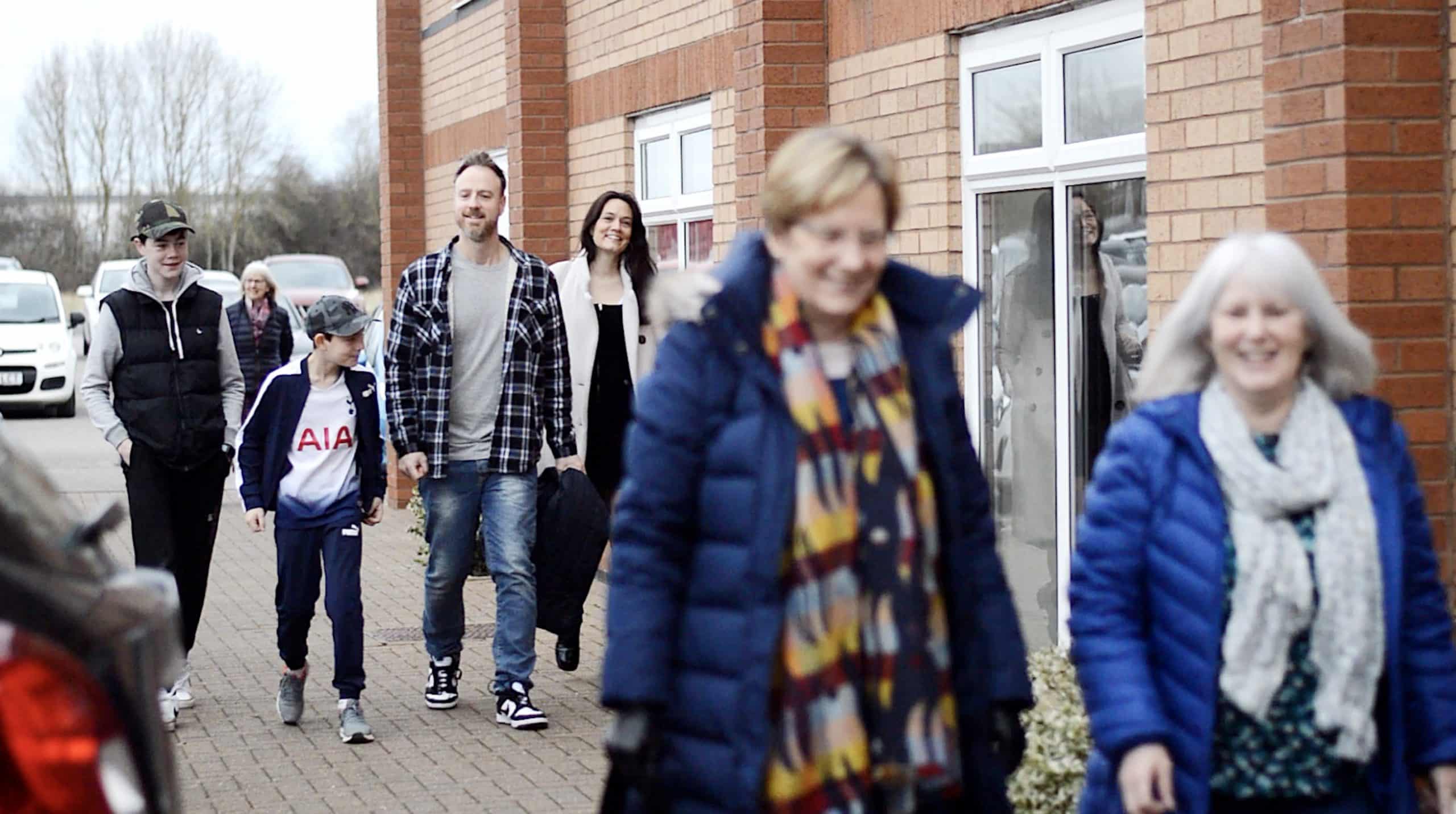 a group of people walking