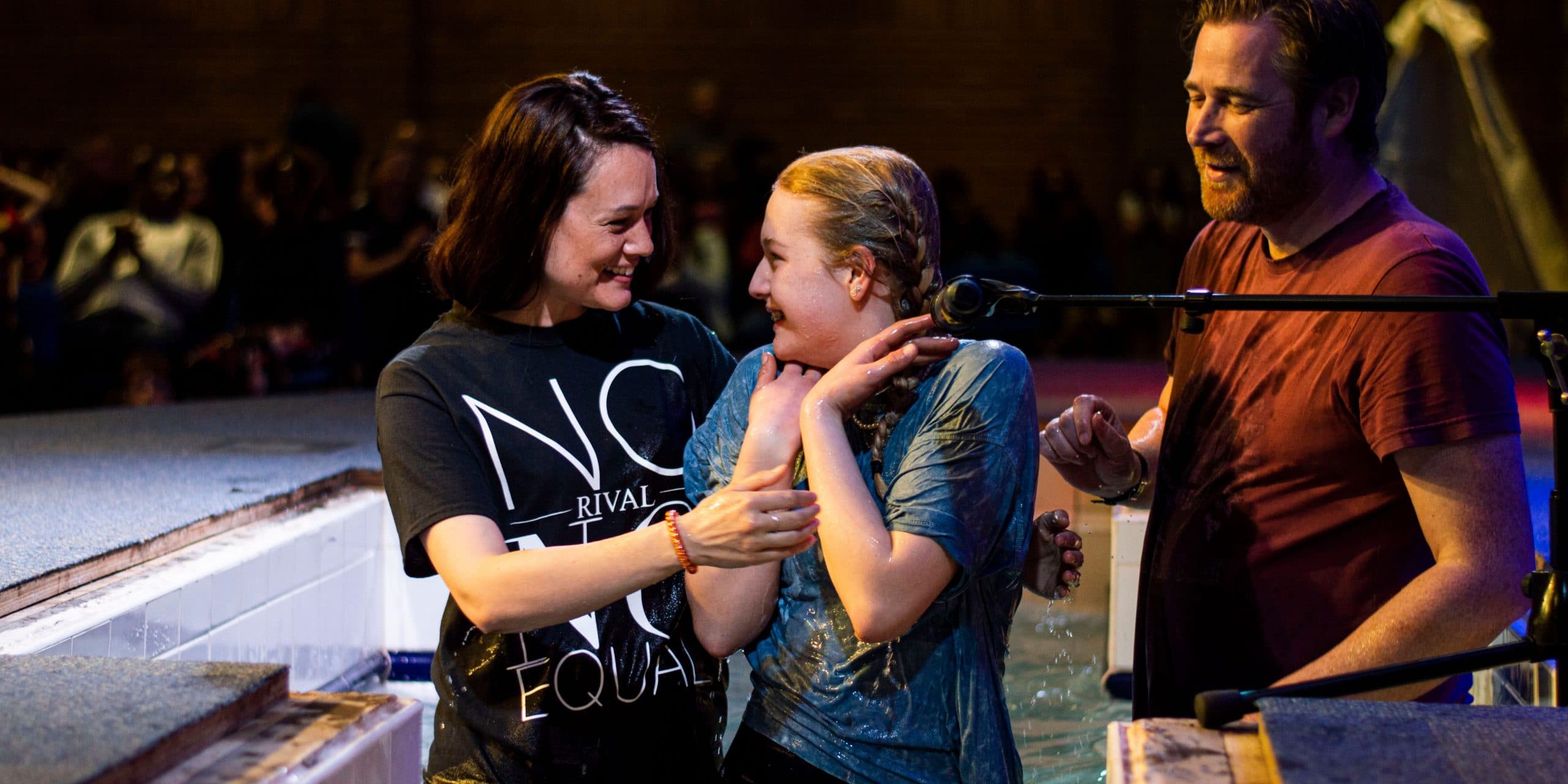 a teenager smiling after being baptised