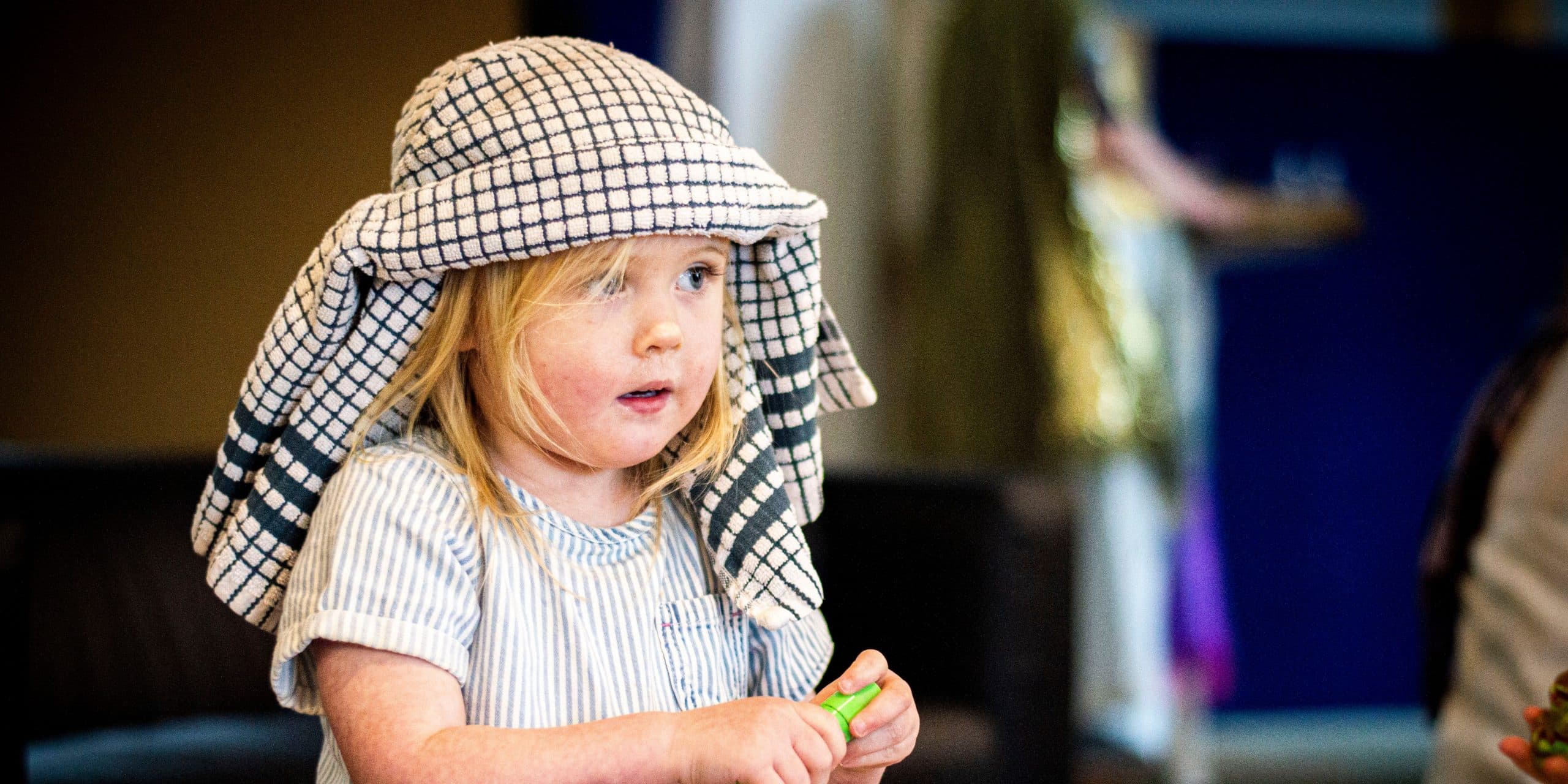 small girl dressed as a shepherd