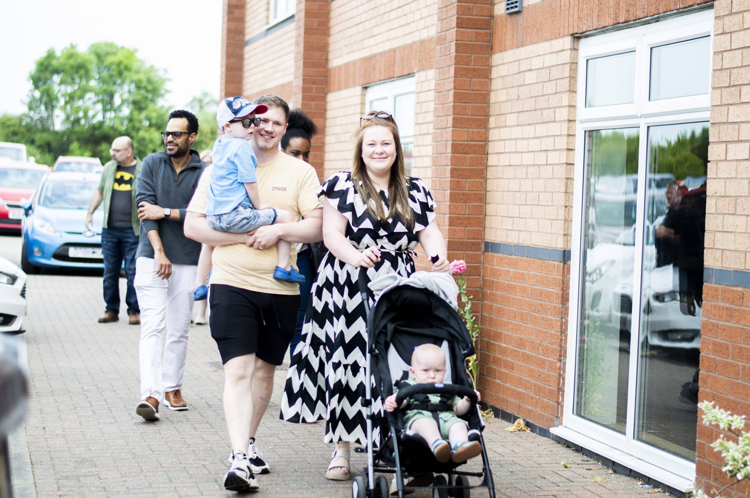 Members of the TVCC congregation walking into church on a Sunday morning